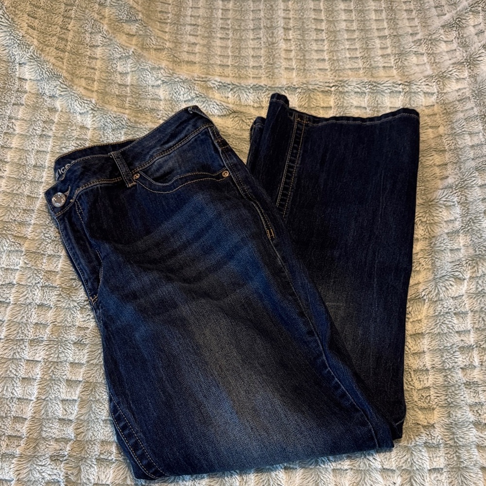 Dark Wash Straight Leg Jeans - Navy Blue
